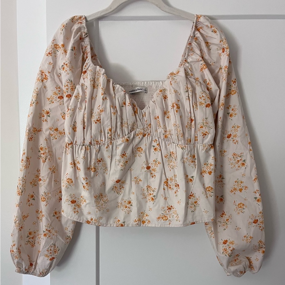 NWT Abercrombie & Fitch S Floral Cotton Blouse
